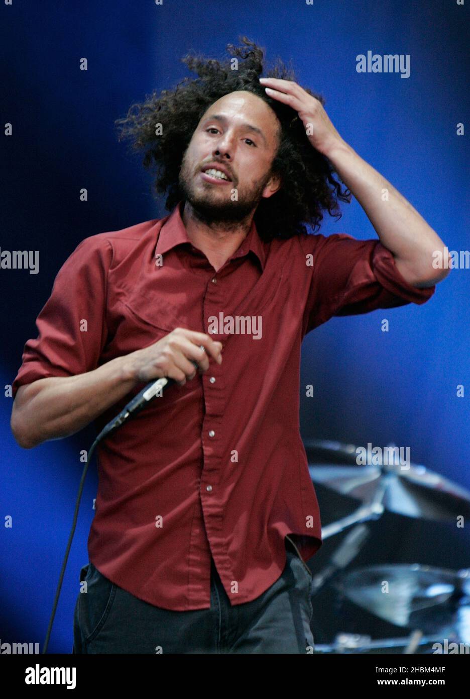 Zack de la Rocha of Rage Against the Machine performs on stage at during day 2 at the 2010 Download Festival in Castle Donnington, Leicestershire. Stock Photo