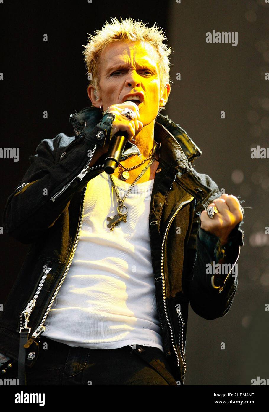 Billy Idol performs on stage during day 3 at the 2010 Download Festival