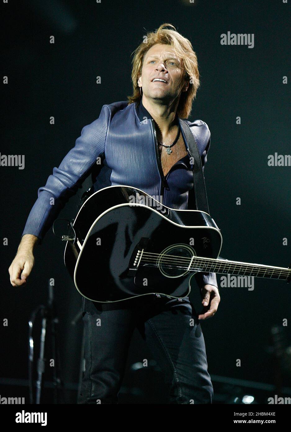 Jon Bon Jovi performs with Bon Jovi on stage at the O2 Arena on 17, June 2010. Stock Photo