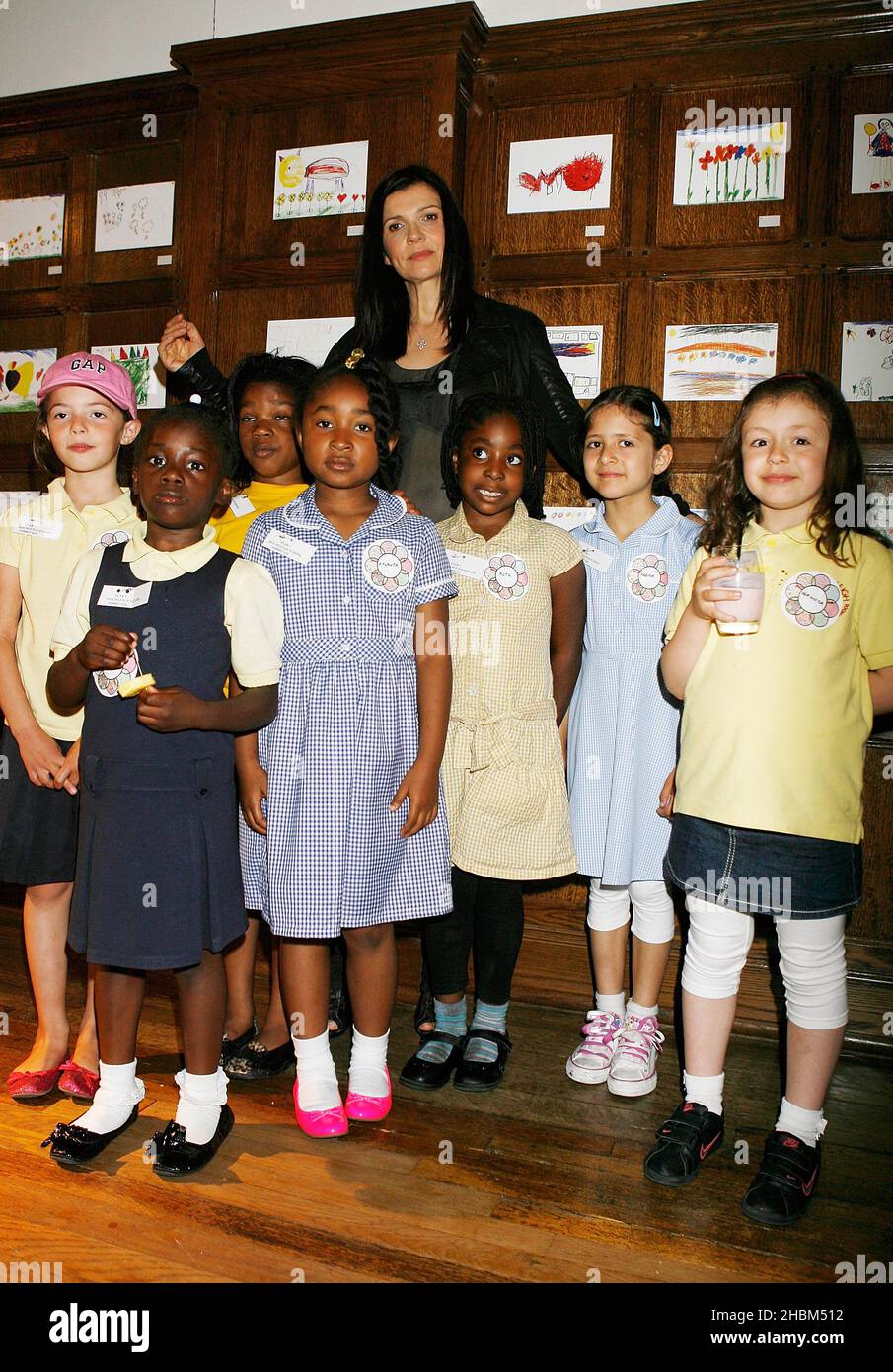 Ali Hewson, Bono's wife, attends the launch of her fashion brand's new Kenya Kids Tees collection at Liberty's of London. She was joined by children from Homeleigh School in East London. Stock Photo