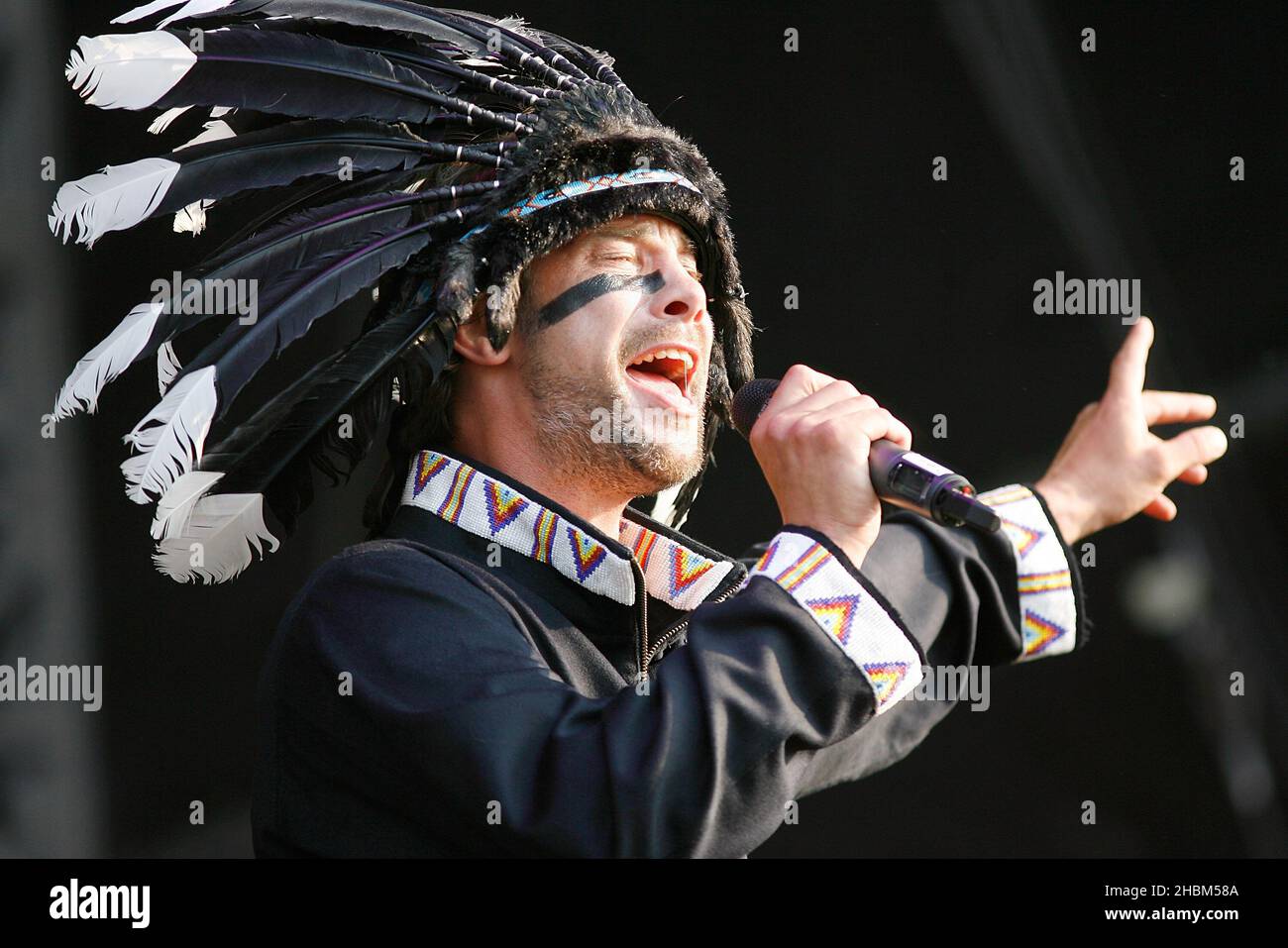 JK of Jamiroquai performs on stage at the Hard Rock Calling, Hyde Park ...