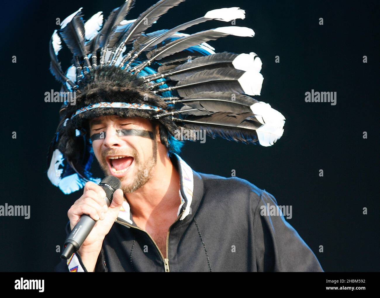 JK of Jamiroquai performs on stage at the Hard Rock Calling, Hyde Park