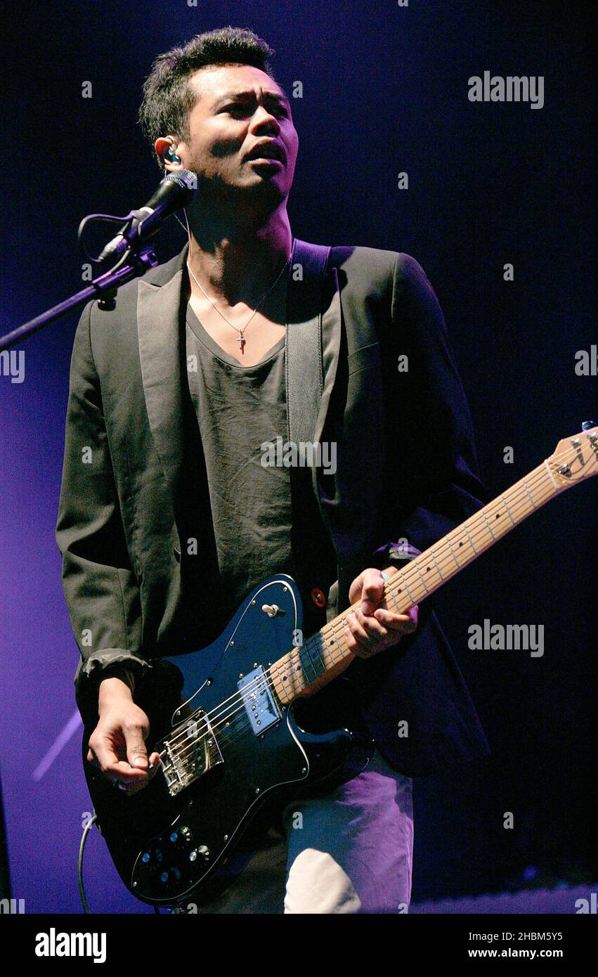 Mandagi Dougy Mandagi of Temper Trap performs live at Somerset House in London ...