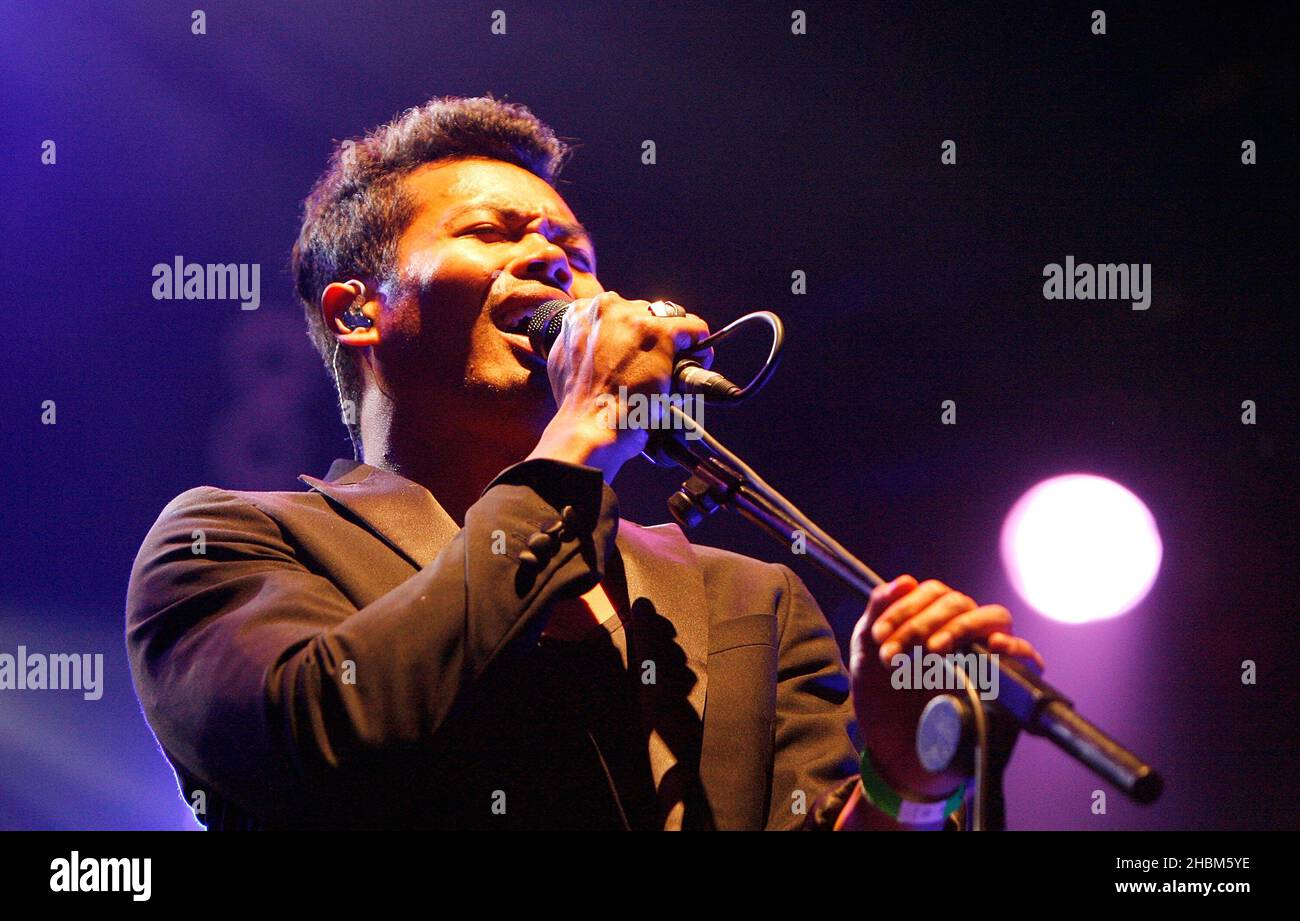 Mandagi Dougy Mandagi of Temper Trap performs live at Somerset House in London ...