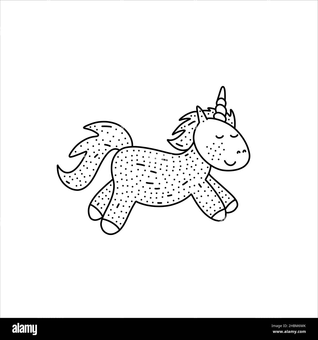 Hand drawn unicorn in doodle style. Isolated on white vector ...