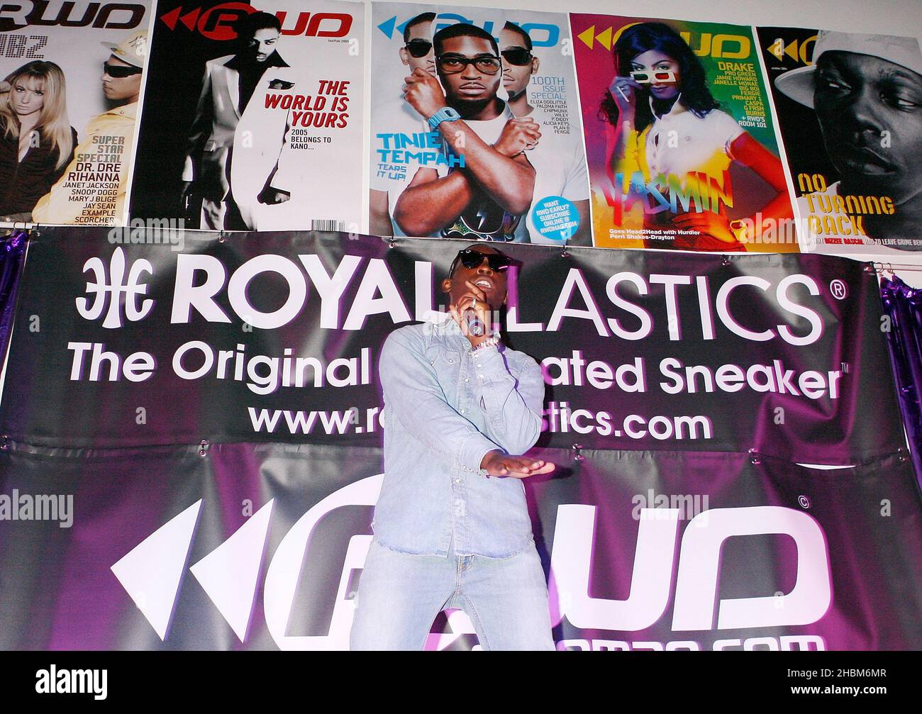 Tinie Tempah performs on stage at the 100th Birthday Party of RWD Magazine at the Brickhouse in East London Stock Photo