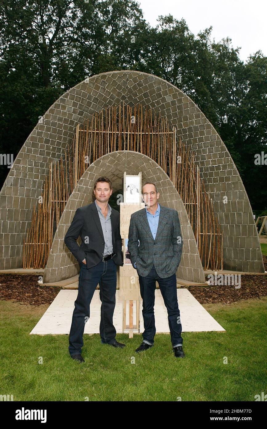 Kevin McCloud (right) and George Clarke left at the 'A Garden Party to Make a Difference' at Clarence House, Gardens, London. Stock Photo