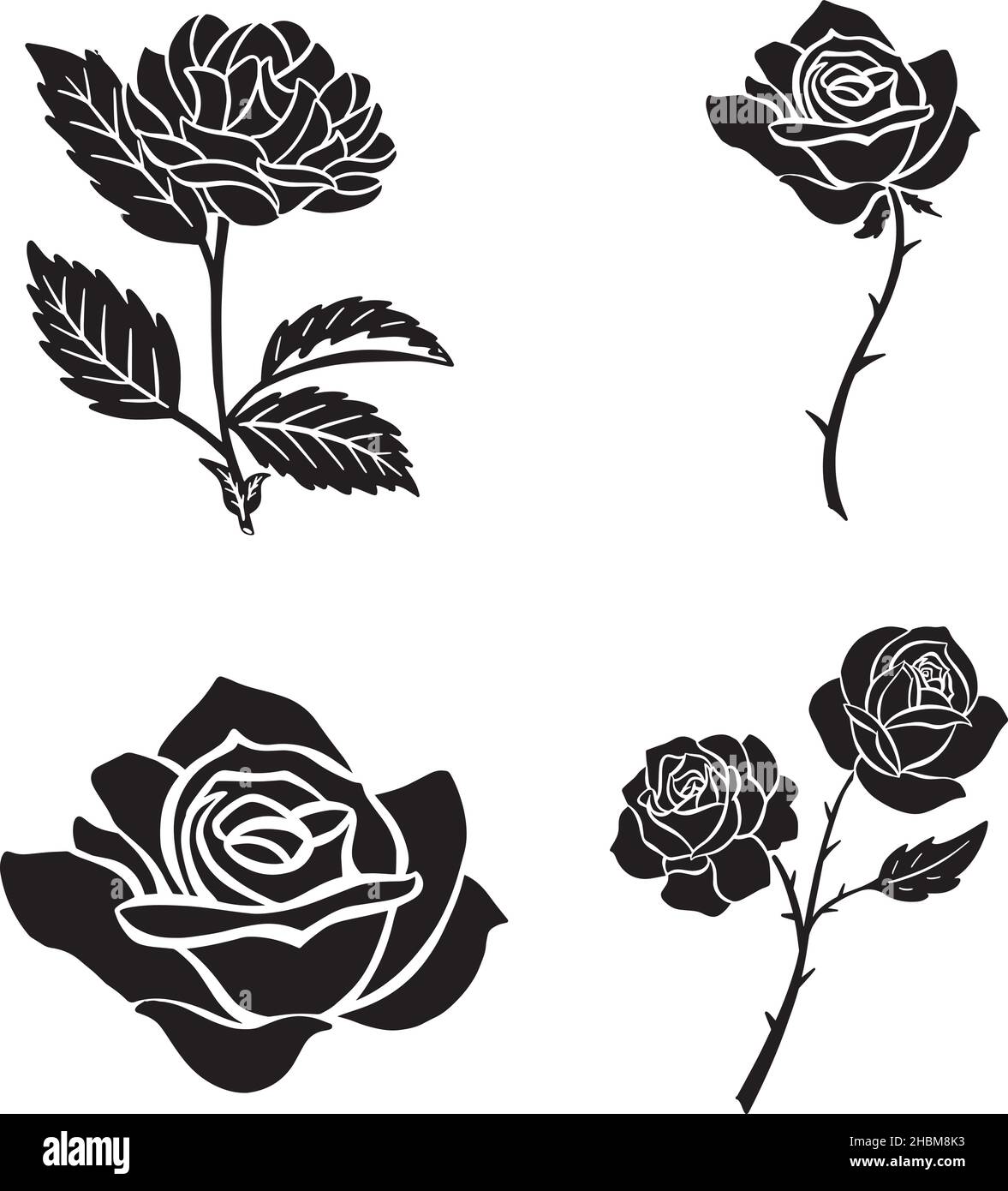 Black Rose Flower Logo Illustration Tattoo Style Stock Vector Image ...