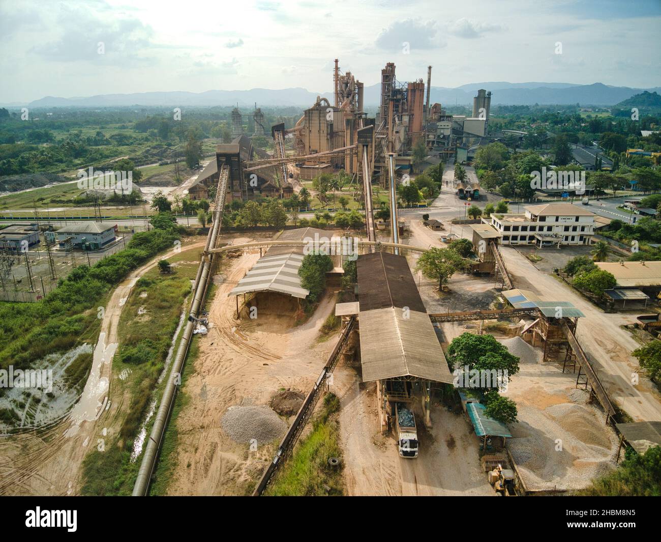 Cement factory aerial view Stock Photo Alamy