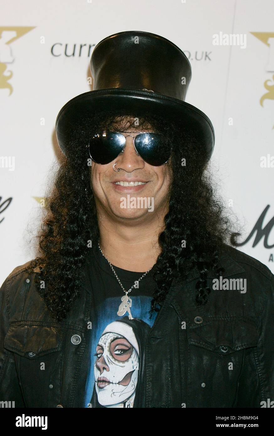 Slash arriving for the Marshall Classic Rock Roll of Honour, at The Roundhouse in north London. Stock Photo