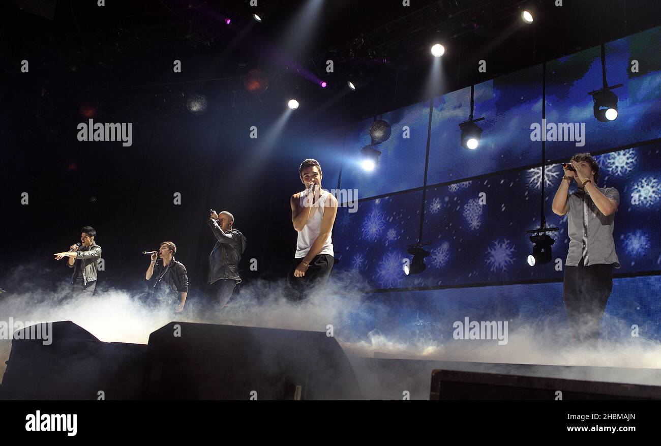 The Wanted on stage during Capital FM's Jingle Bell Ball at the O2 Arena, London. Stock Photo