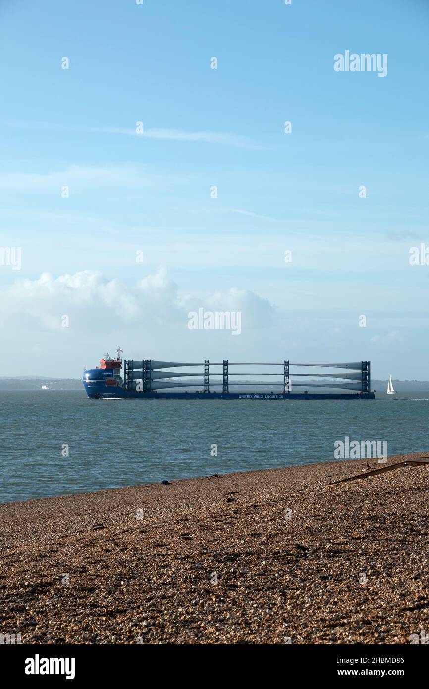 Wind Turbine Propellers Being Transported Stock Photo