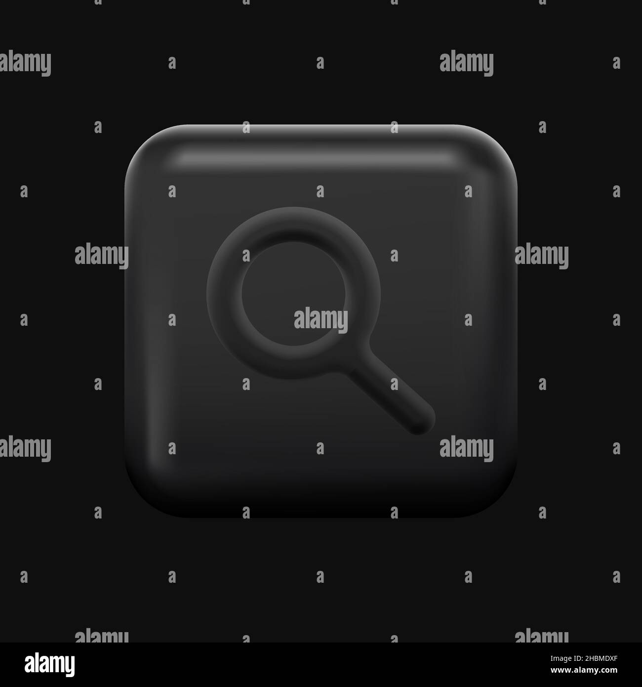 Black Search Icon. Isolated 3D Magnifying glass Button. Vector illustration Stock Vector