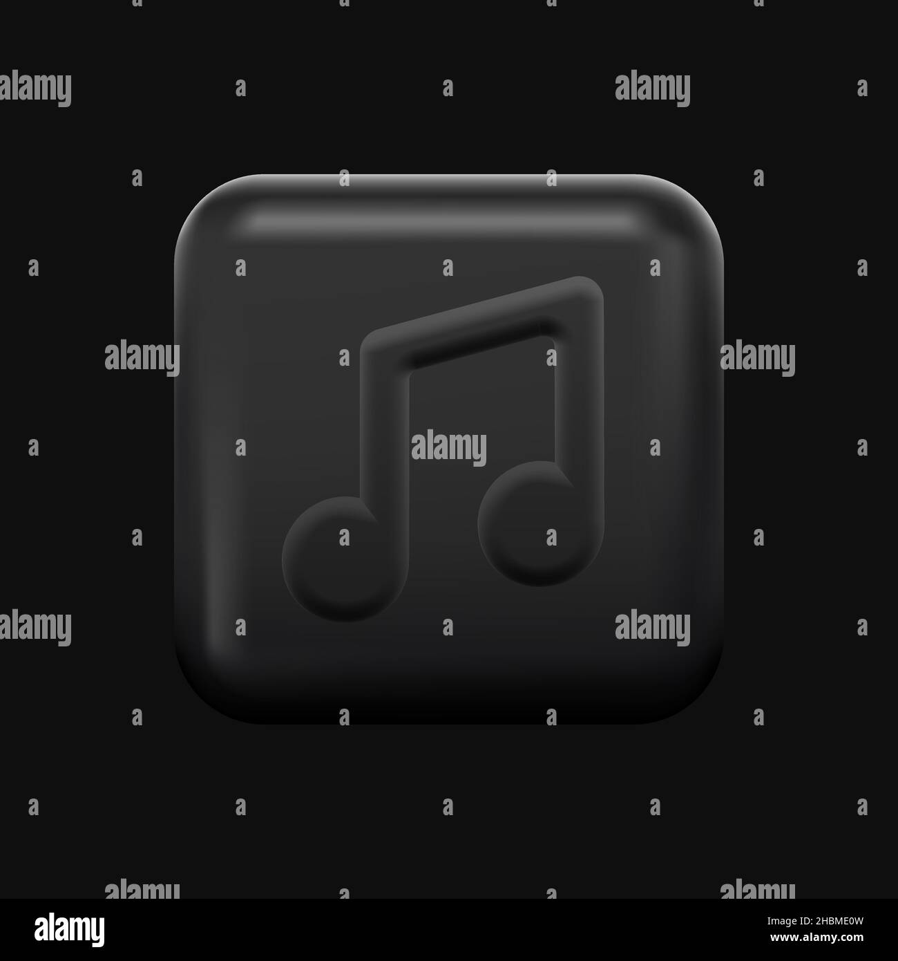 3D Music Icon. Black Isolated Button. Vector illustration Stock Vector