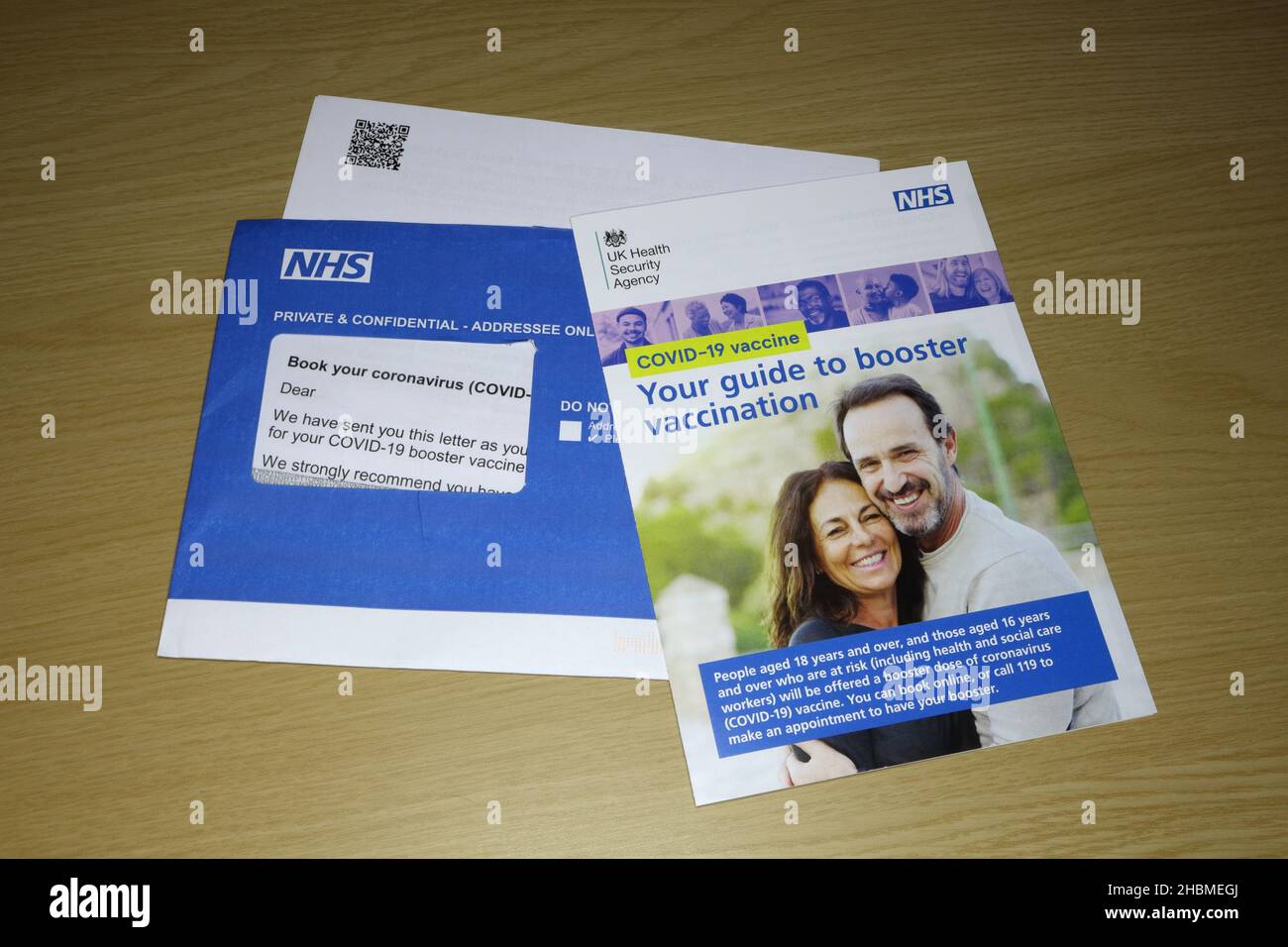 NHS Covid booster letter, with information leaflet Stock Photo