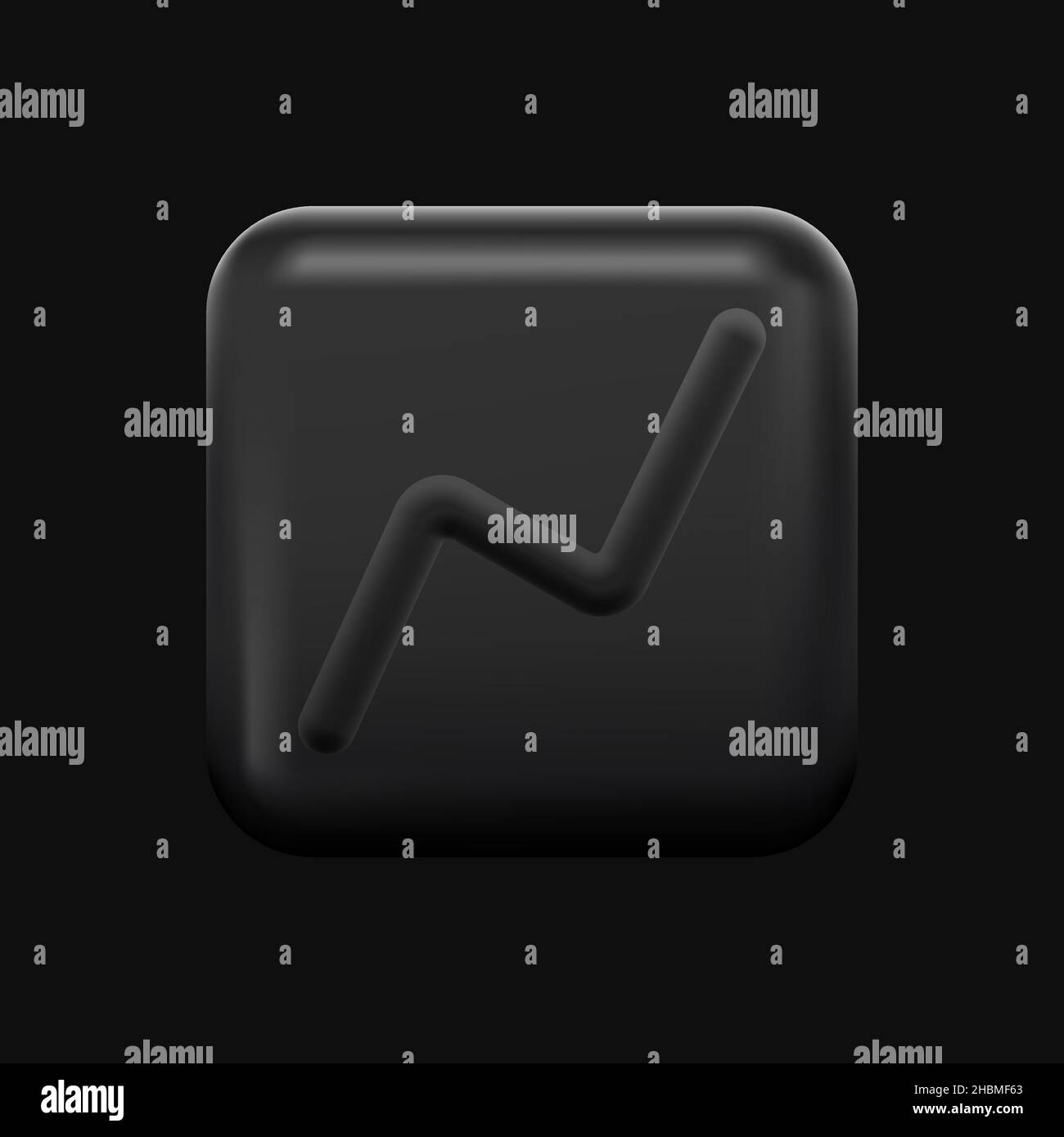 Line Graph Black 3D Icon. Vector illustration Stock Vector