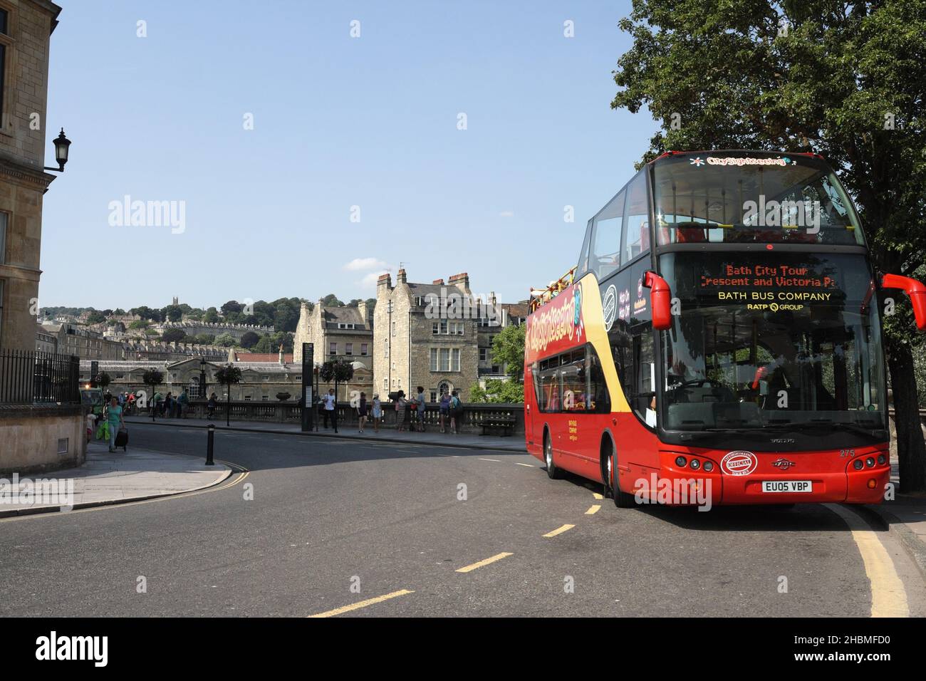 Open top city sightseeing tour bus in Bath, England Stock Photo