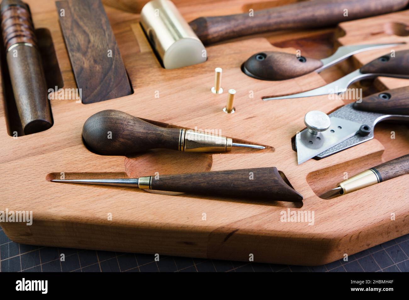 Tanner tools. Skiving knifes. Stock Photo
