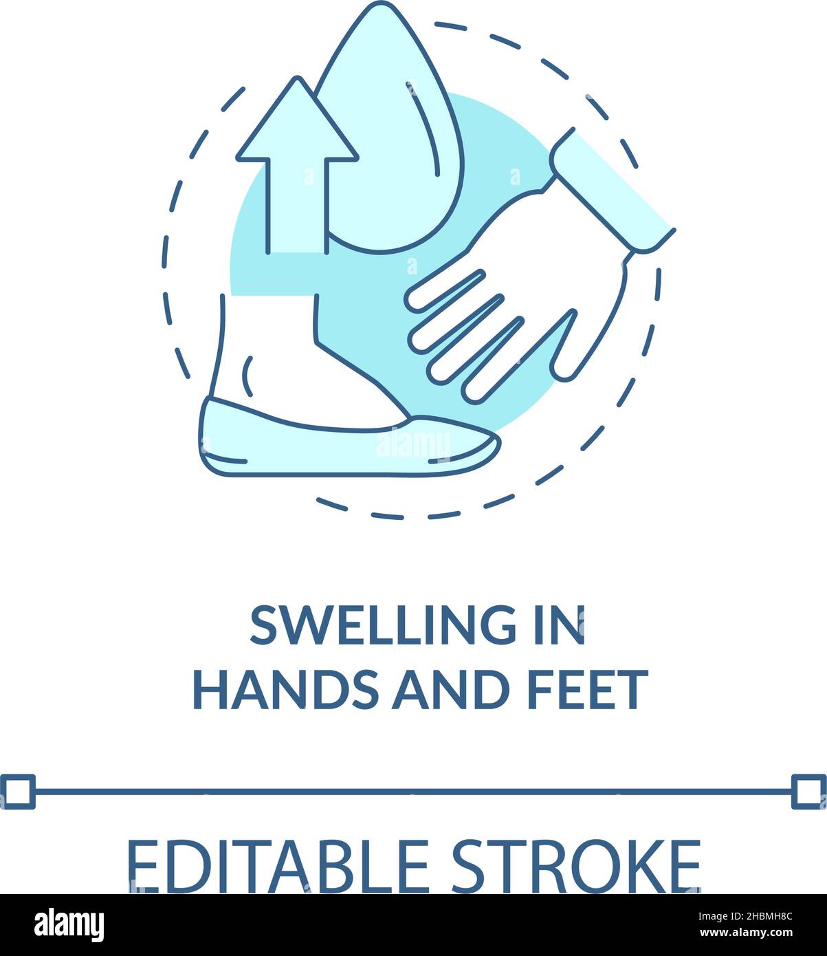 Swelling in hands and feet turquoise concept icon Stock Vector Image