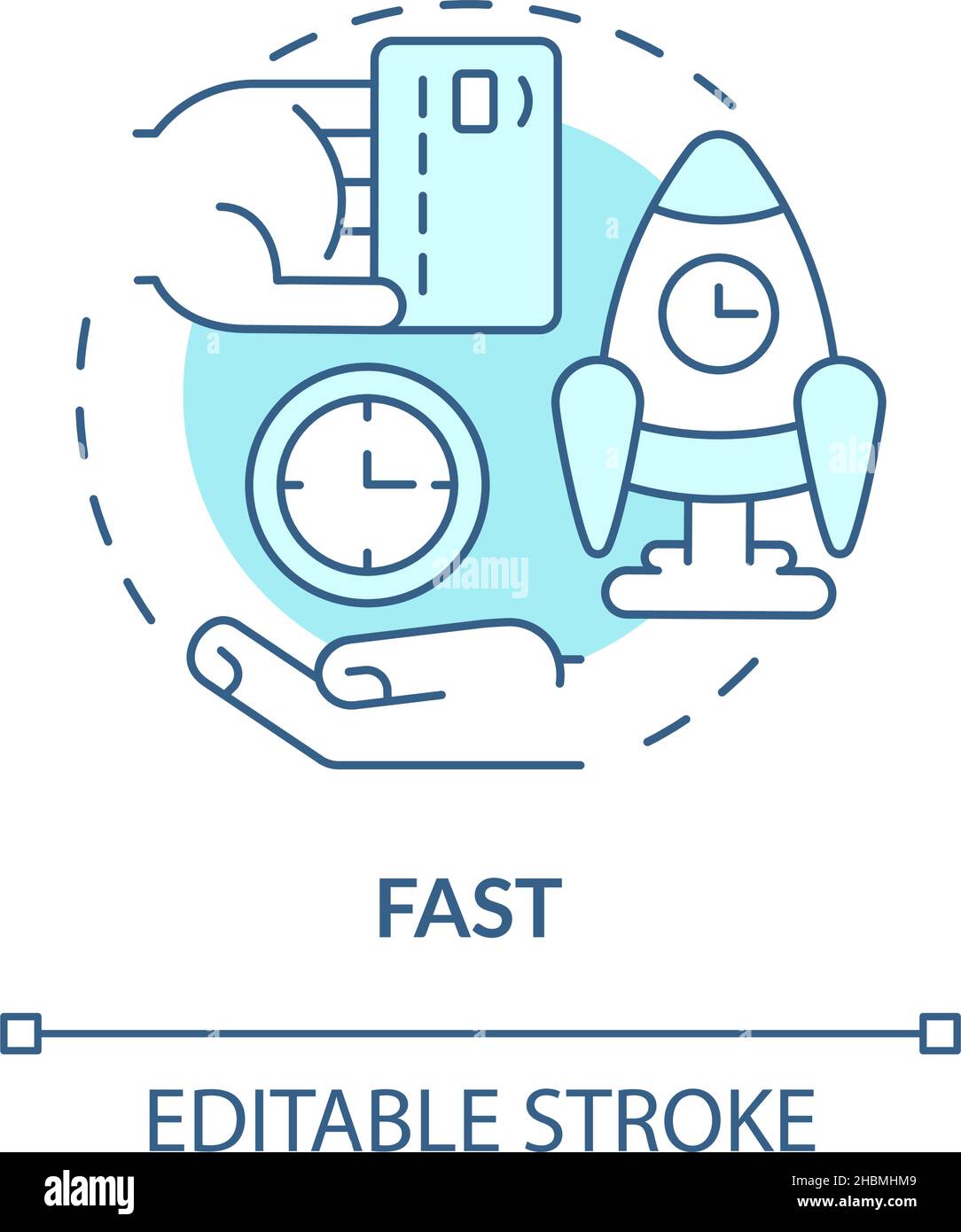 Fast turquoise concept icon Stock Vector