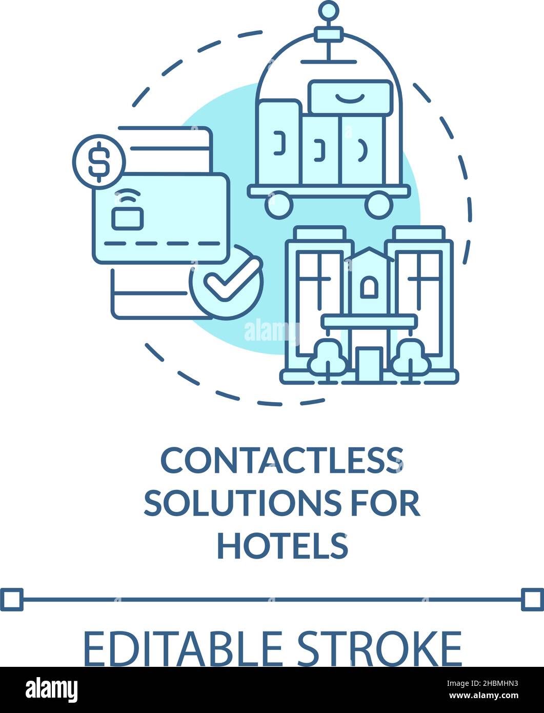 Contactless solutions for hotels turquoise concept icon Stock Vector ...