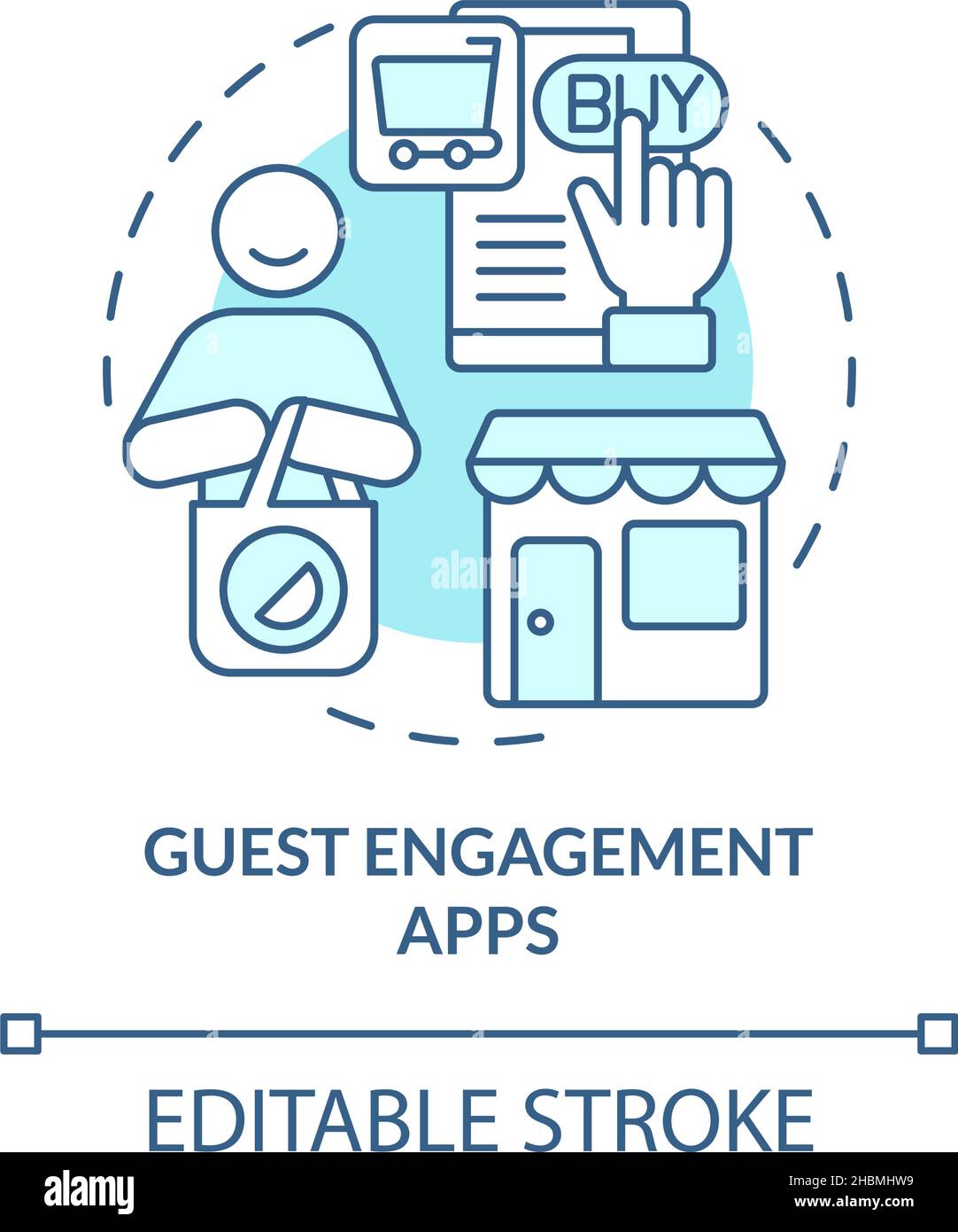 Guest engagement apps turquoise concept icon Stock Vector