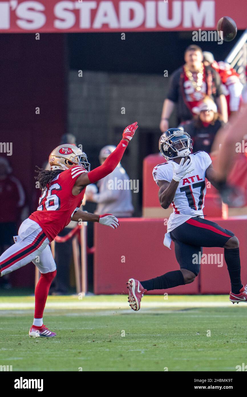 Atlanta Falcons wide receiver Josh Ali (80) works during the first