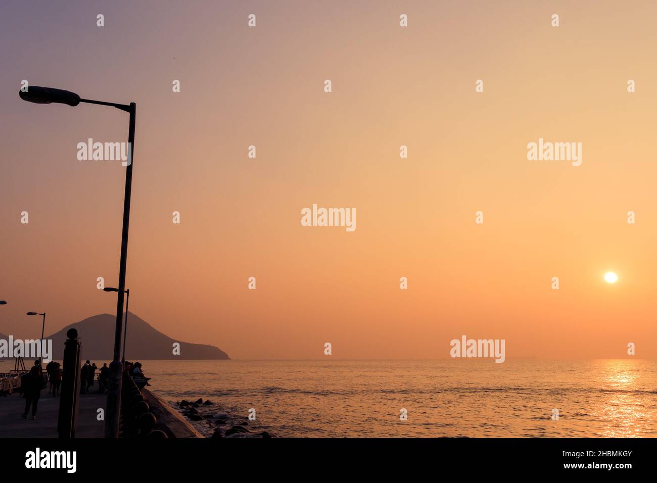 Hongkong changzhou island sunset beach golden view Stock Photo