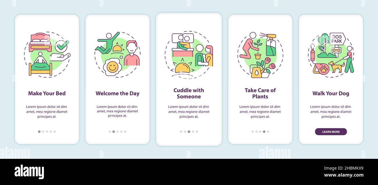 Everyday routine tips onboarding mobile app screen Stock Vector Image ...