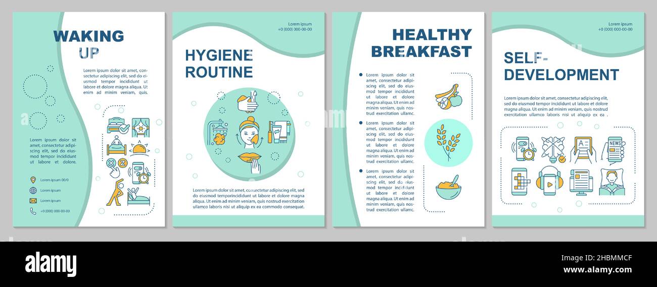 Waking up mint brochure template Stock Vector