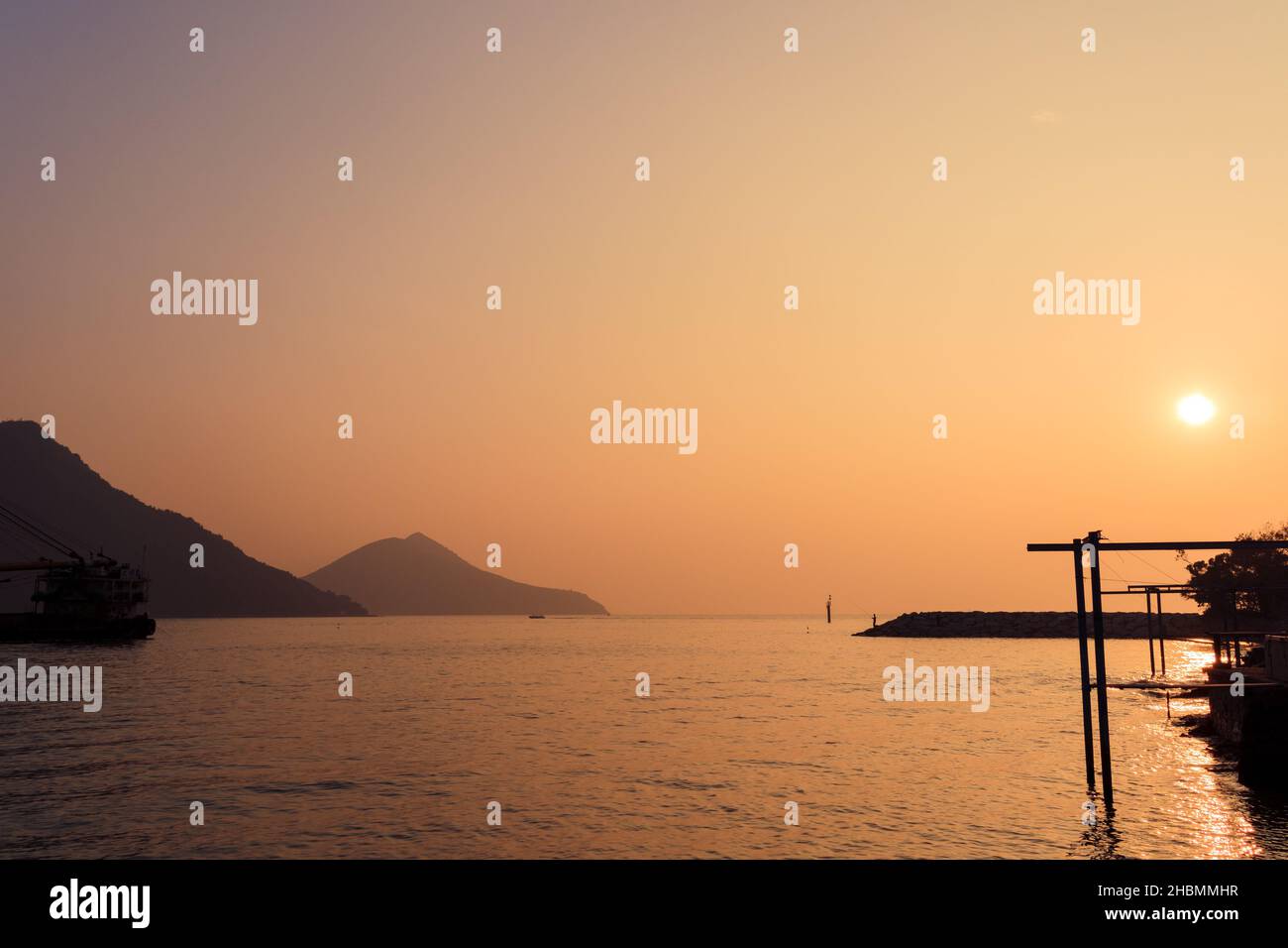 Hongkong changzhou island sunset beach golden view Stock Photo