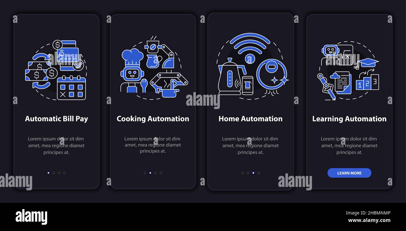 Everyday life automation night mode onboarding mobile app screen Stock ...