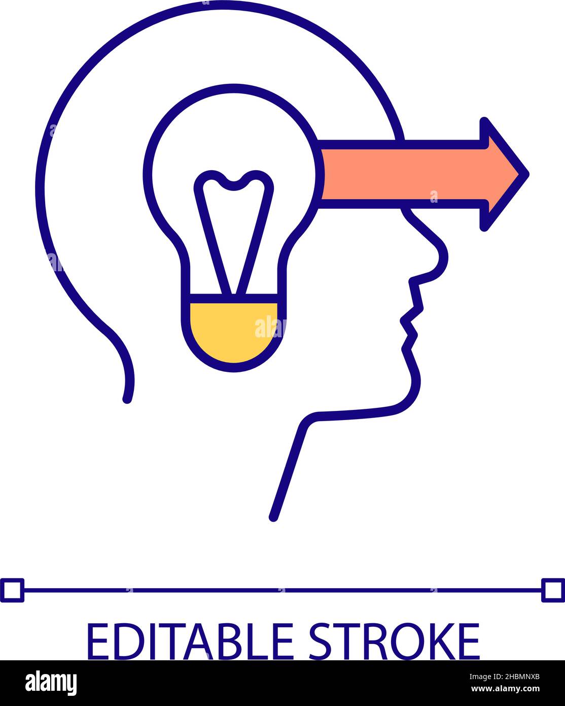 Creative mind implementation RGB color icon Stock Vector