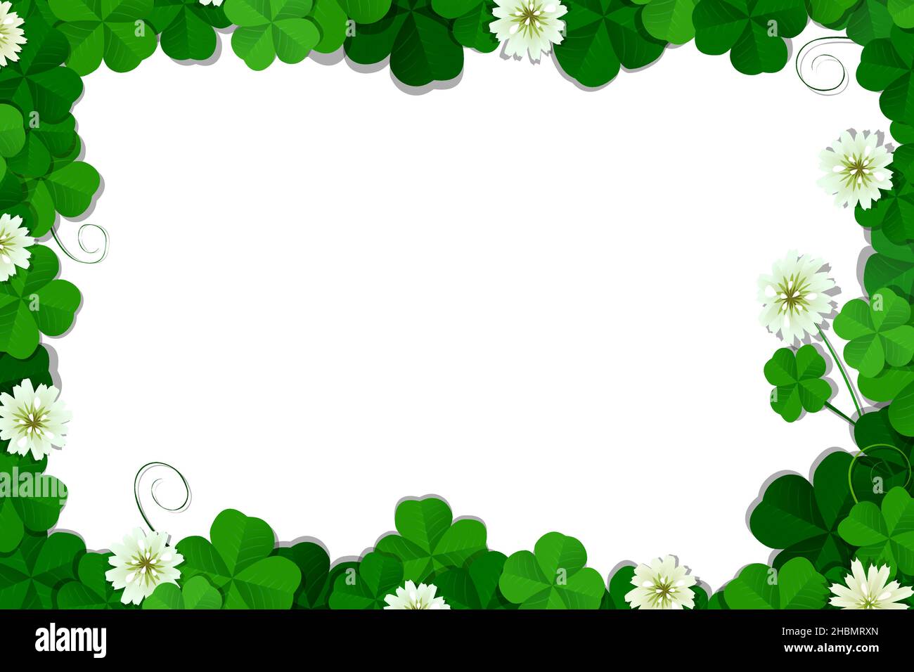 Four leaf clover frame vector over white background Stock Vector Image