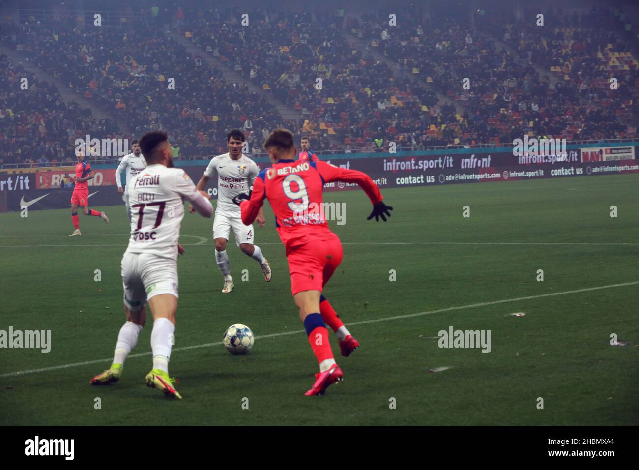 BUCHAREST, ROMANIA - December 15, 2021: Football match between FCSB and