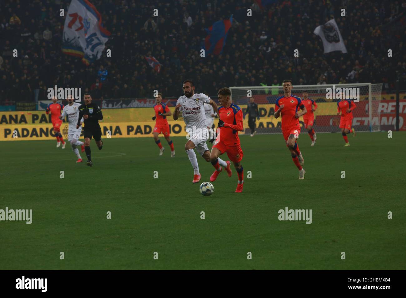 BUCHAREST, ROMANIA - December 15, 2021: Football match between FCSB and