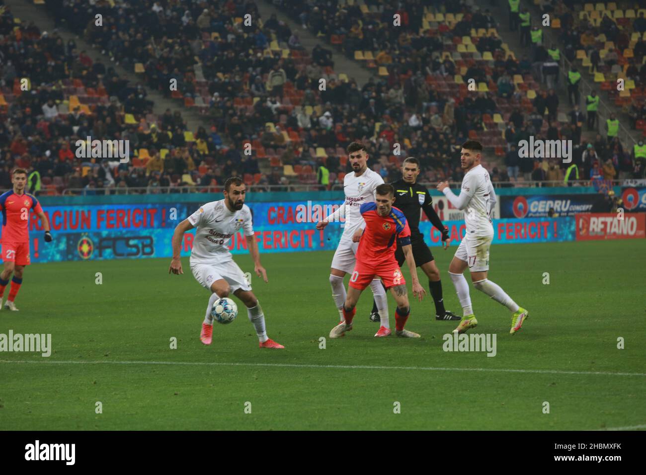 BUCHAREST, ROMANIA - December 15, 2021: Football match between FCSB and