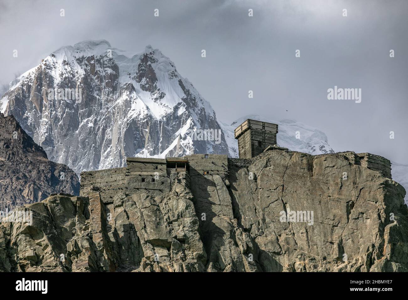 Ancient fort on the edge of the rock mountain landscape Stock Photo