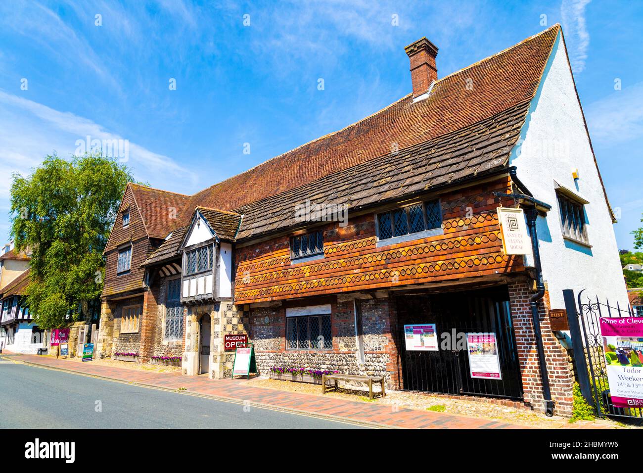 Exterior of 16th century, timber-framed Anne of Cleves House Museum in Lewes, East Sussex, UK Stock Photo