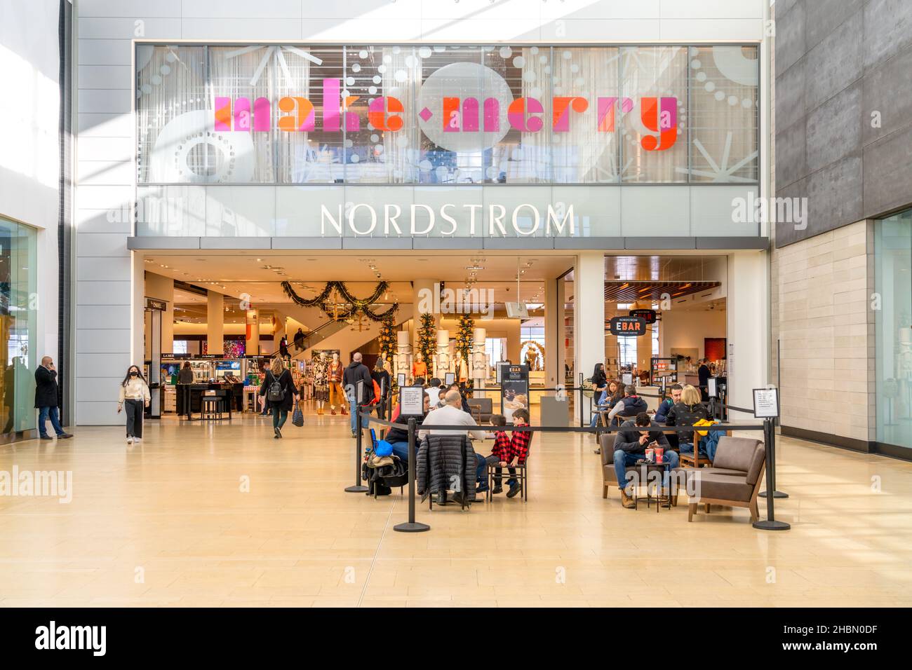 Entrance to a Nordstrom store in the Yorkdale Shopping Mall which is one of the largest and most expensive in the country.Dec. 20, 2021 Stock Photo