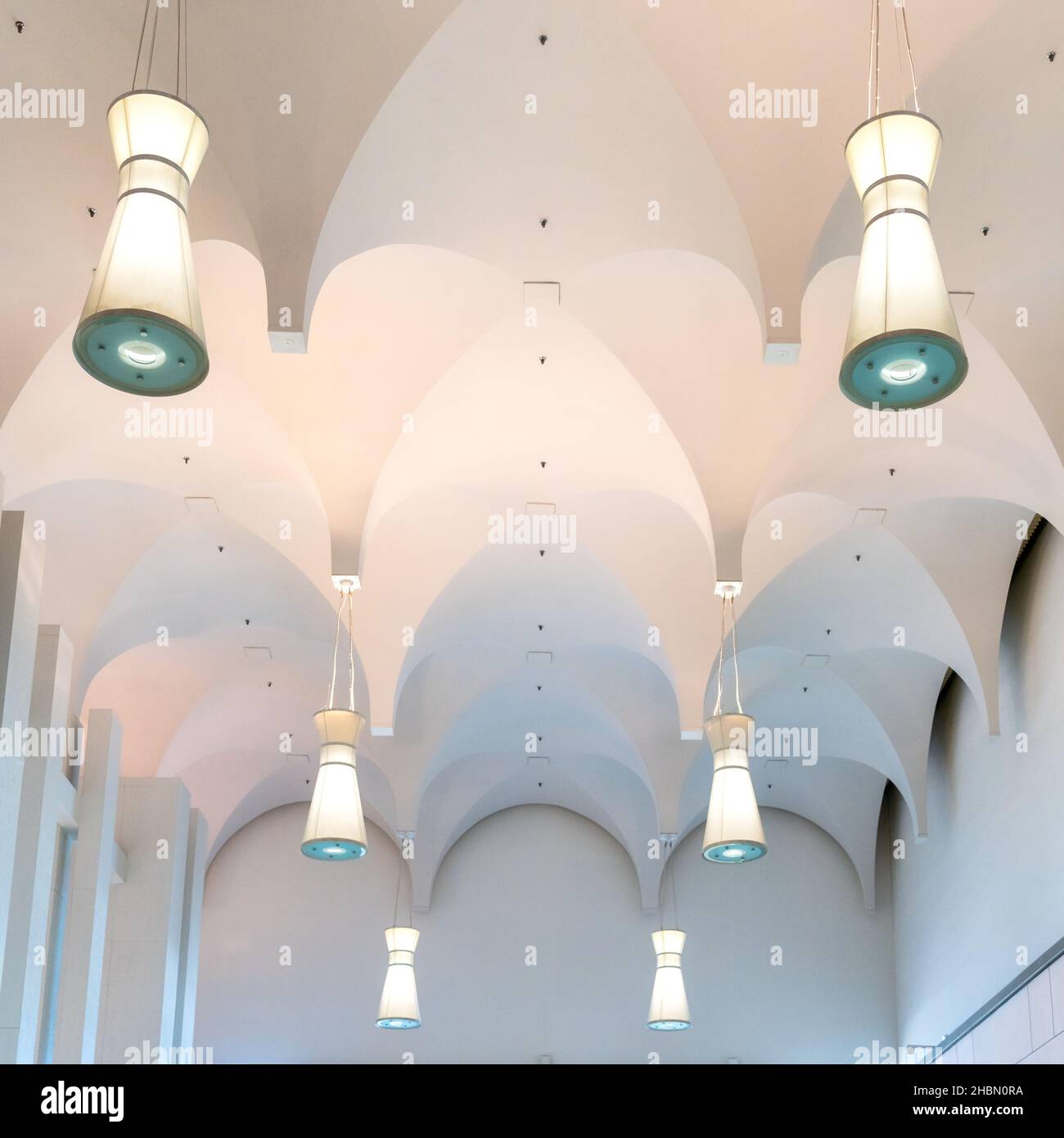 Ceiling architecture and electric lamps in the Yorkdale Shopping Mall which is one of the largest and most expensive in the country.Dec. 20, 2021 Stock Photo