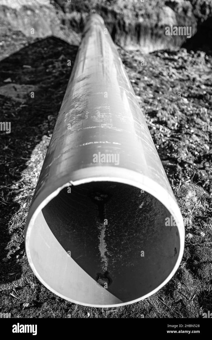 Plastic pipes of large diameter black closeup Stock Photo Alamy