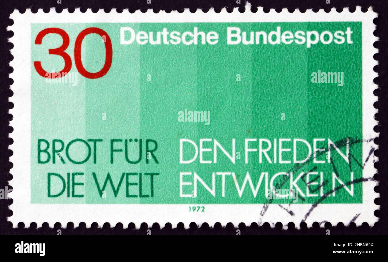 GERMANY - CIRCA 1972: a stamp printed in the Germany shows Bread for the World, Advent Collection of the Protestant Church in Germany, circa 1972 Stock Photo