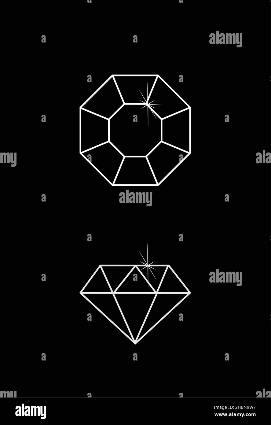 Shine diamond shape vector illustration isolated on black Stock Vector