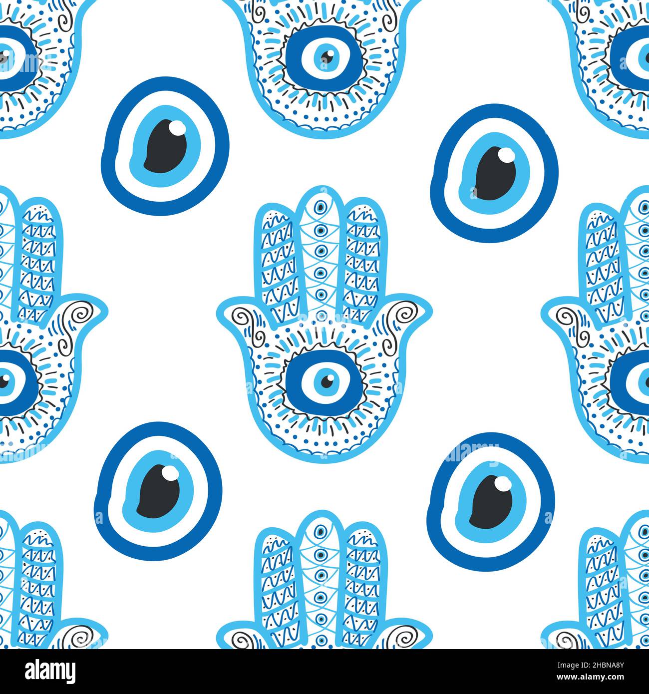 Hamsa eye, magical eye seamless pattern. Magic, witchcraft, occult ...