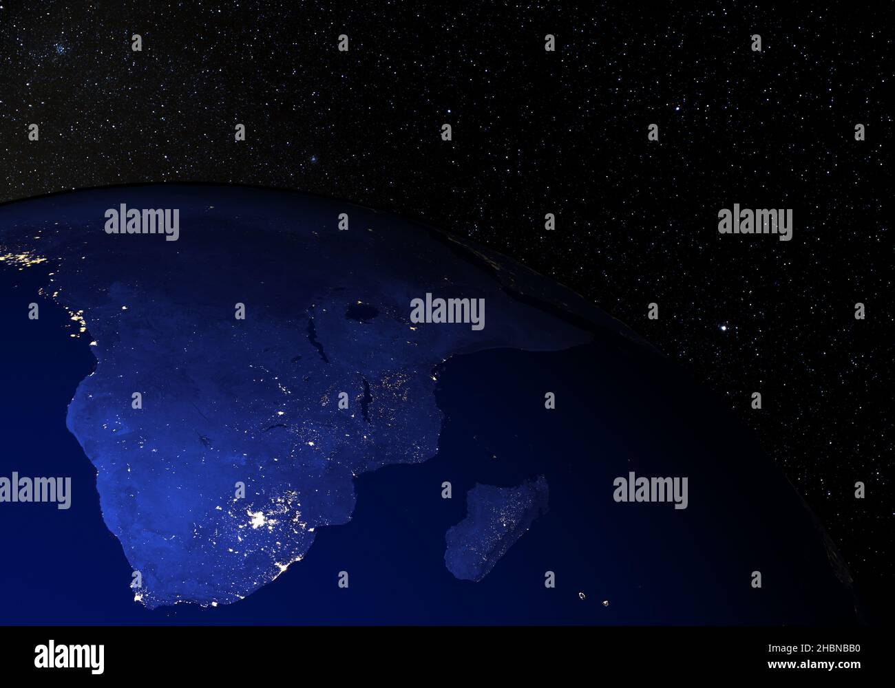 South Africa from space at night. Elements of this image furnished by ...