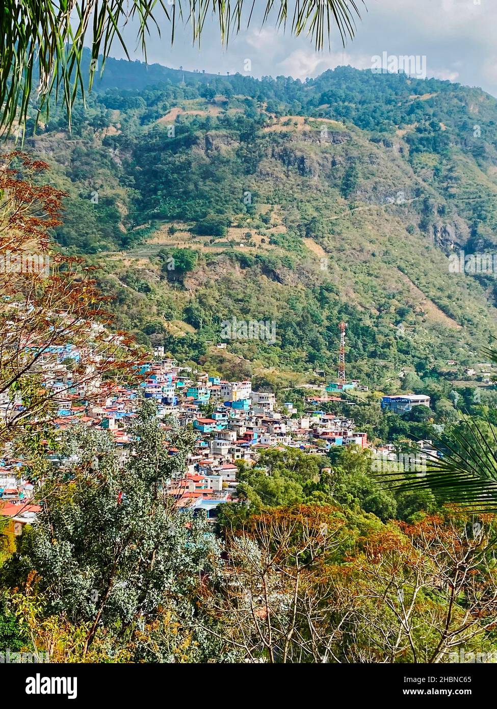 The village of Santa Catarina Palopó, on the shores of Lake Atitlán, Guatemala Stock Photo