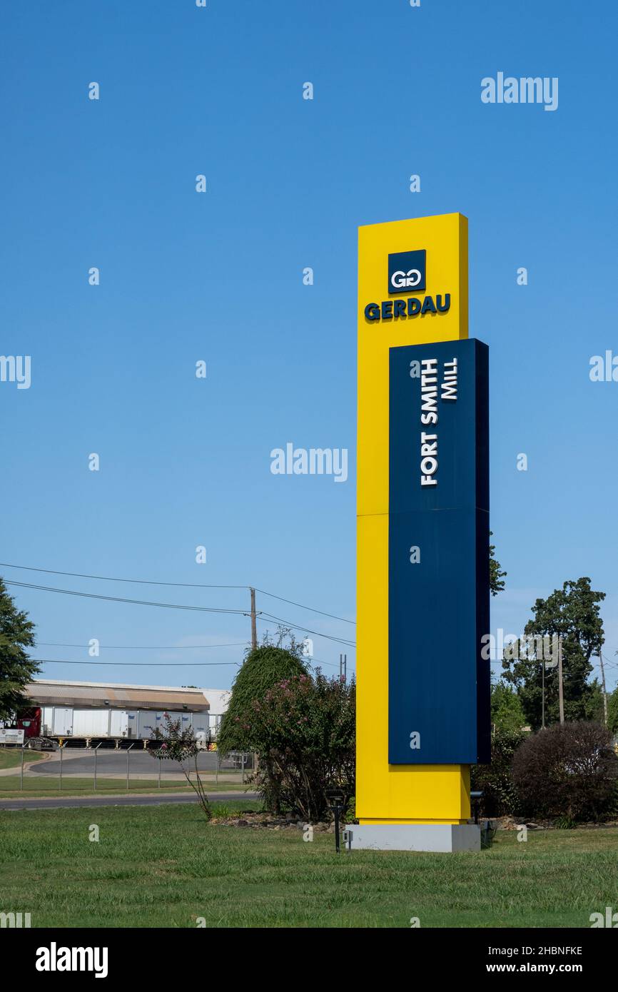 Fort Smith, AR -  Sept. 15, 2021: Gerdau is a steel fabricator that uses clean production practices, including electric arc furnace (EAF) technology. Stock Photo