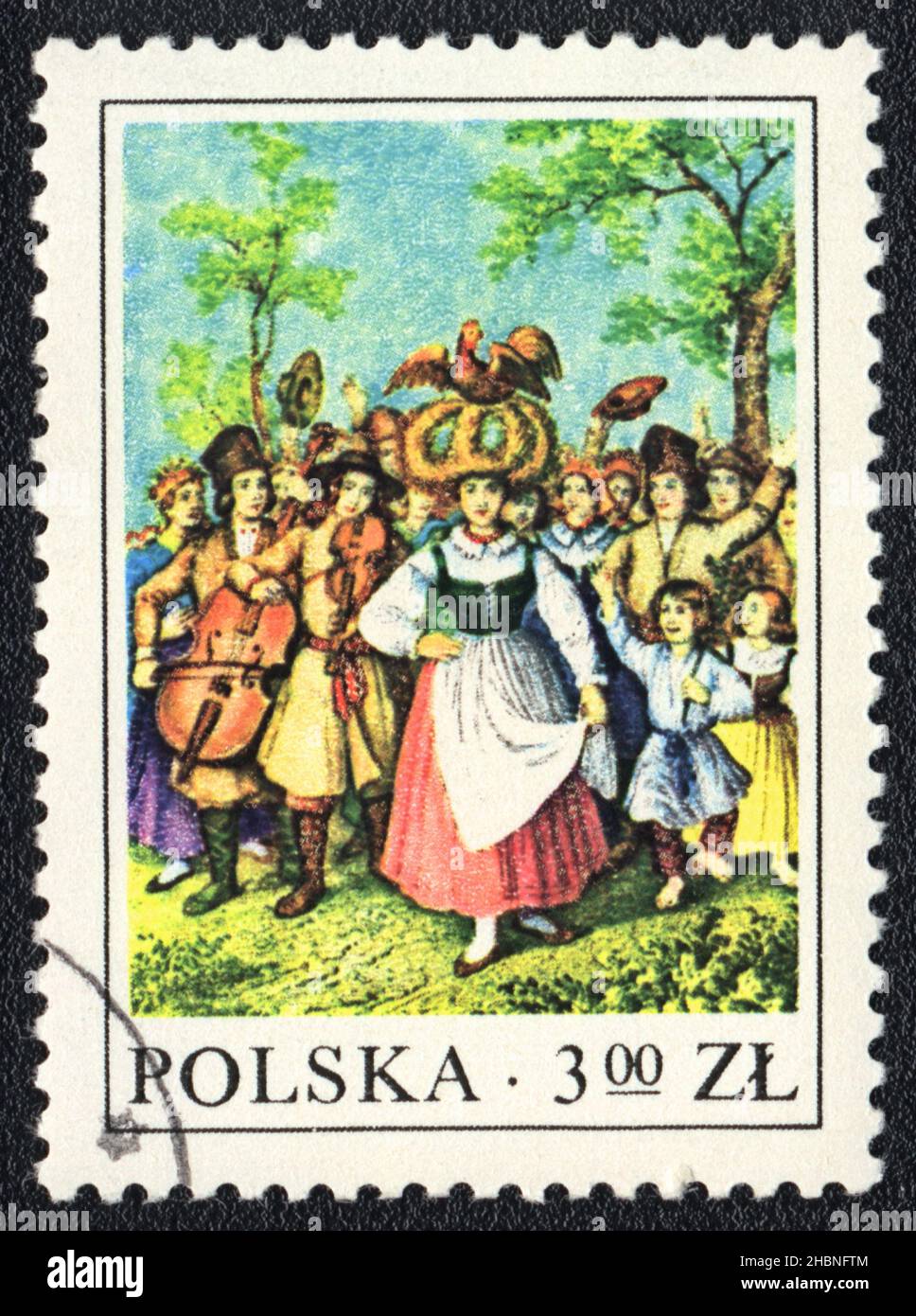 A stamp printed in Poland shows Folk holiday, Poland 1970 Stock Photo