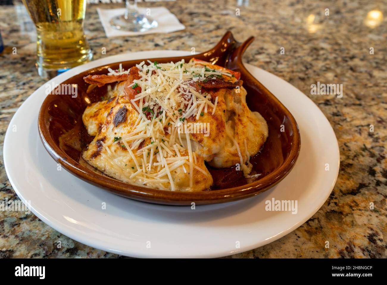 The hot brown sandwich is a signature open face turkey sandwich originally created by Fred K